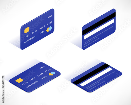 Credit card isometric icons set