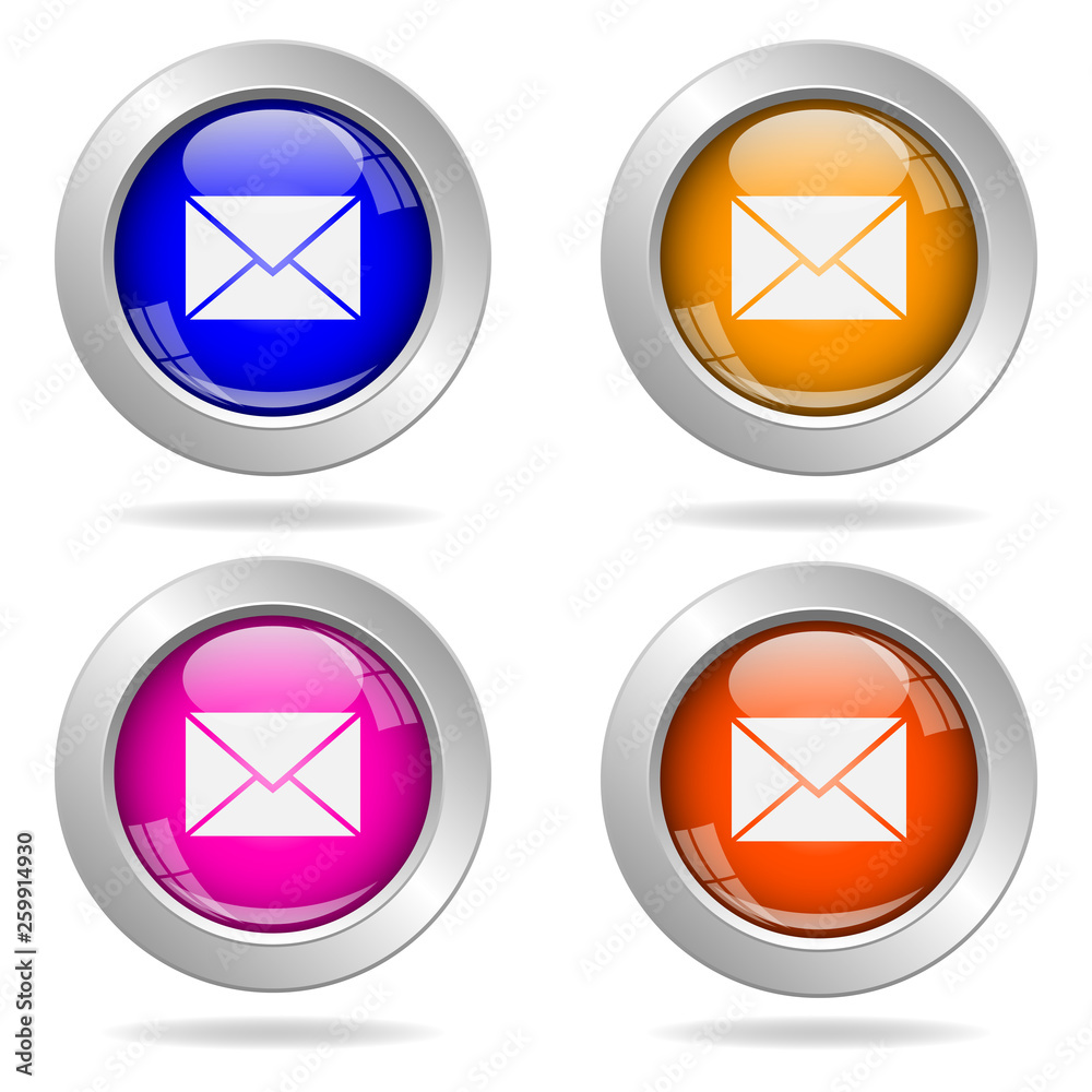 Set of round color icons. Mail icon Set of round color icons. Mail icon