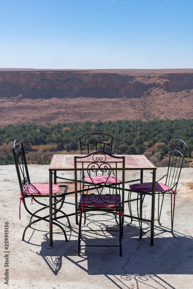 Table and Chairs at the Ziz Valley in Morocco