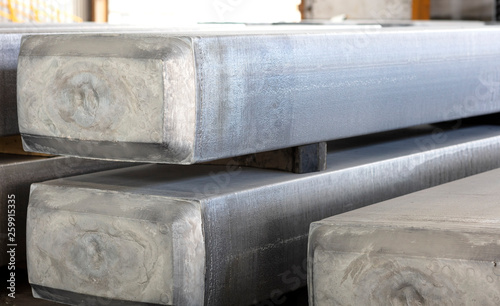 big aluminum slabs stacked