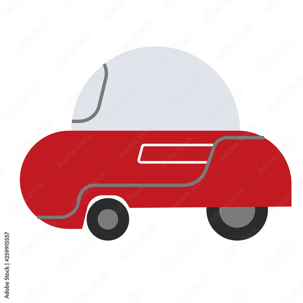 red mini car flat illustration on white