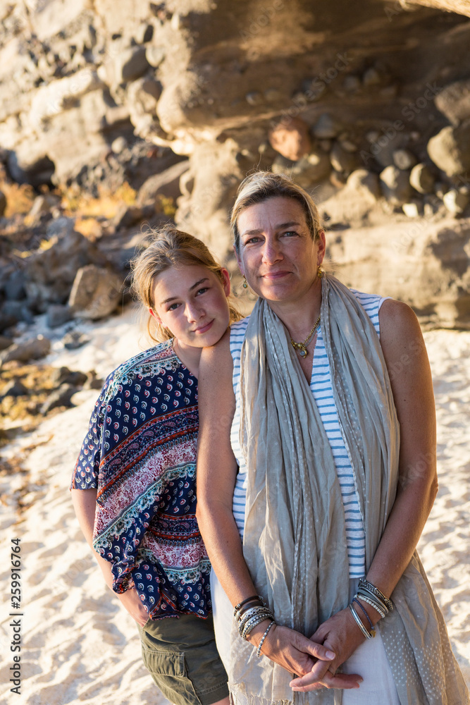 mother, daughter and son, exploring Isla Espiritu, Sea of Cortez