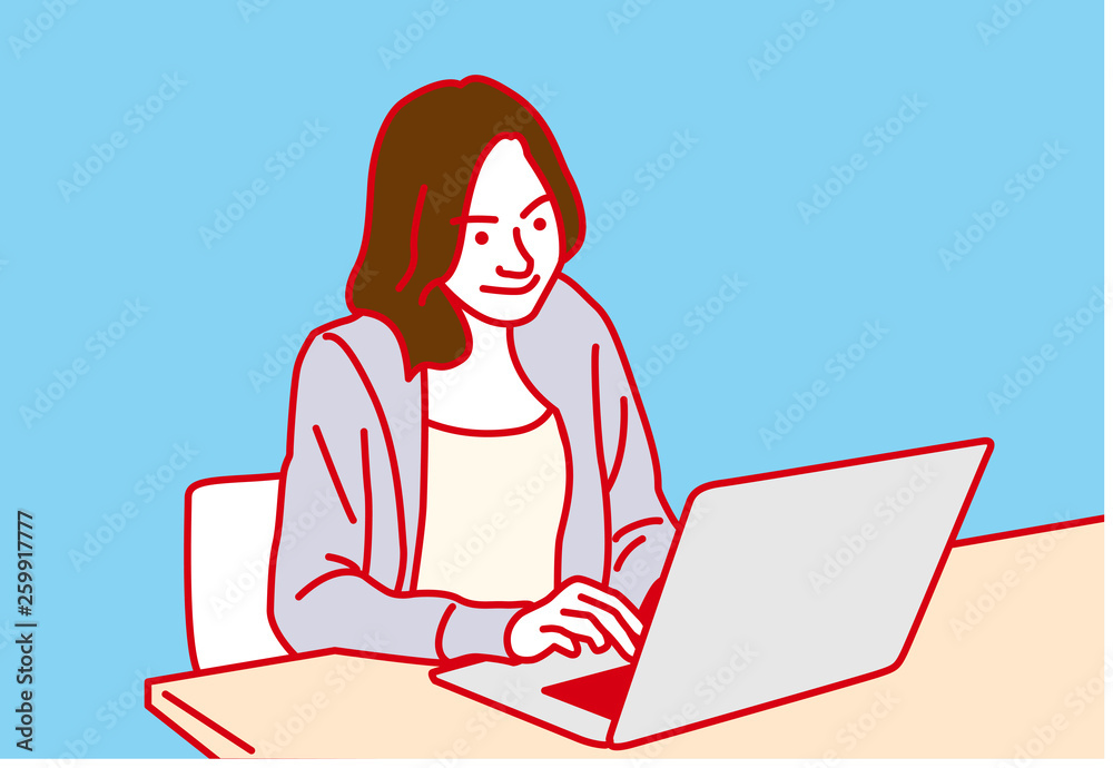 ノートパソコンで仕事をする女性 ノートパソコンで仕事をする女性