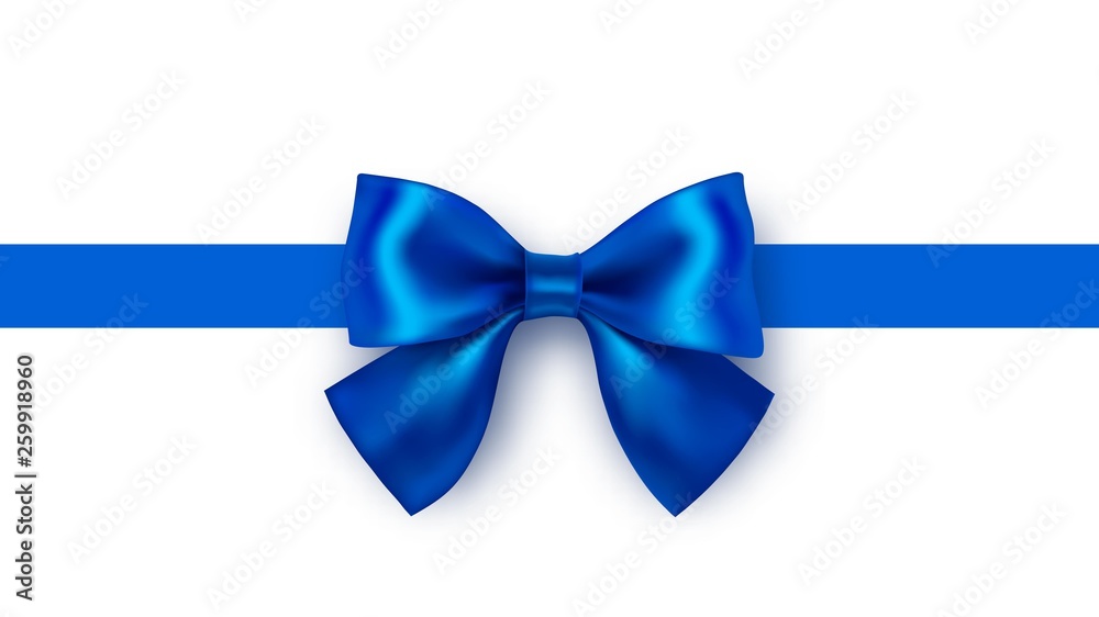 Beautiful blue bow isolated on white background. Vector decoration. Beautiful blue bow isolated on white background. Vector decoration.