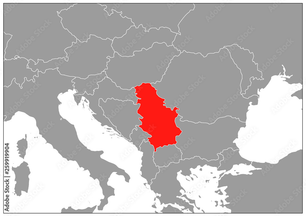 Obraz premium Serbia map on gray base