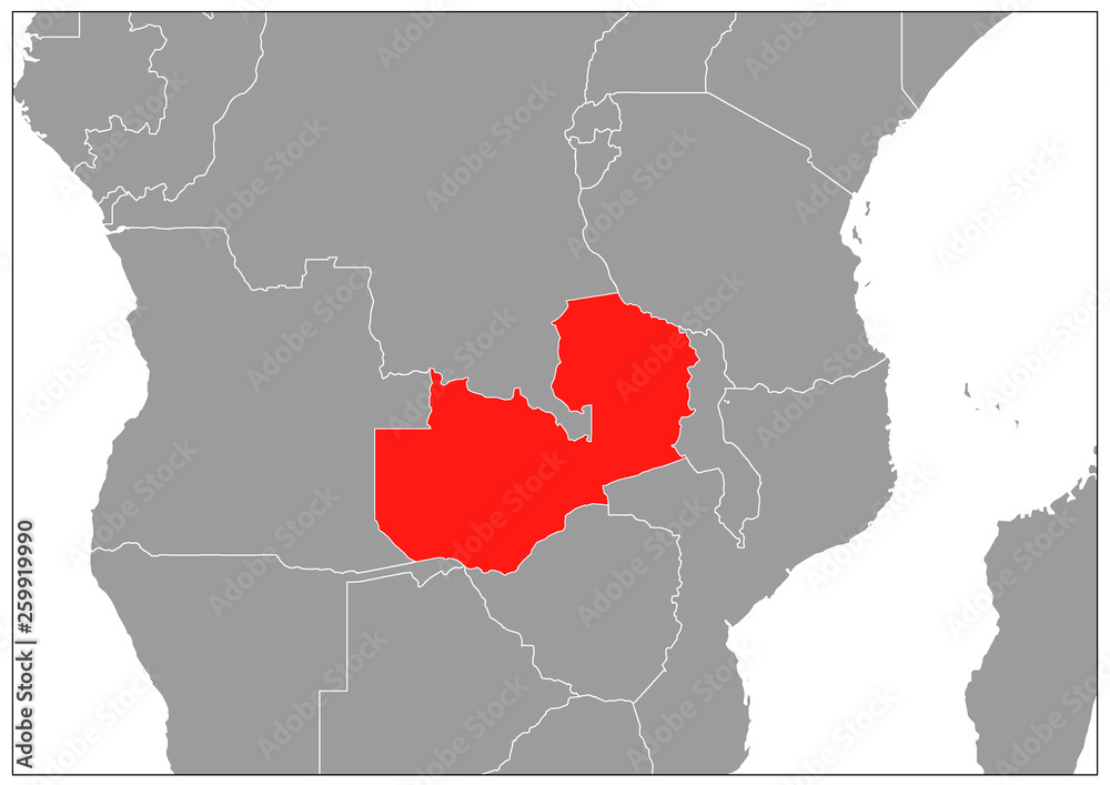 Zambia map on gray base