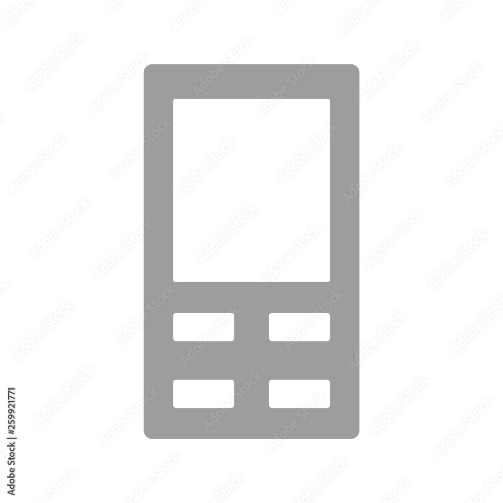 Gray mobile phone icon, front view, simple design for web. Gray mobile phone icon, front view, simple design for web.