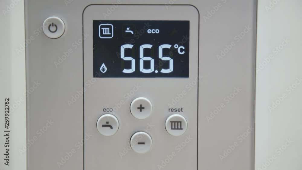 Close view of boiler with sensor screen. 4K Close view of boiler with sensor screen. 4K