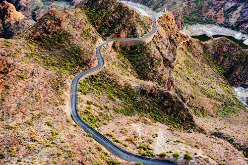 Gran Canaria summer road. Aerial photo 