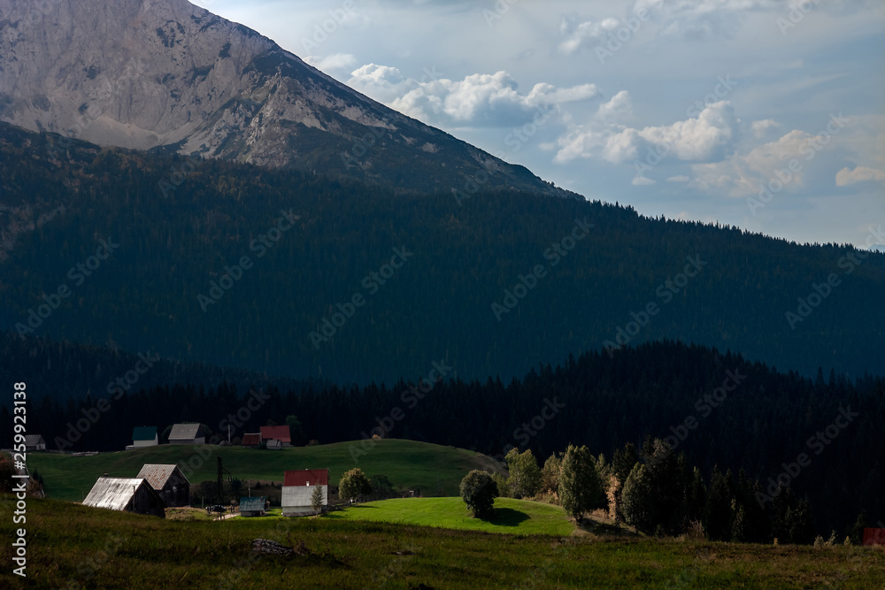 View of the village in Durmitor, Montenegro