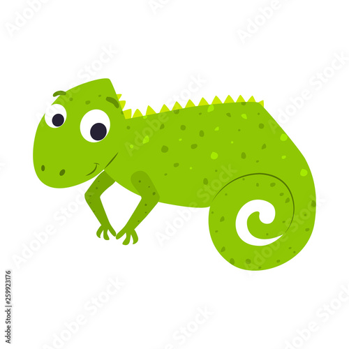 Cute cartoon chameleon vector illustration.