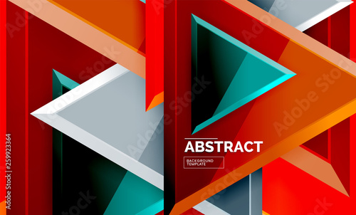 Triangular low poly background design, multicolored triangles
