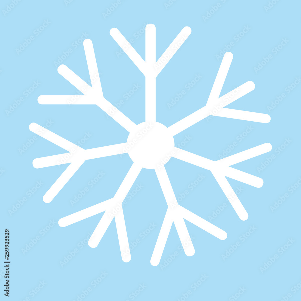 Flake of snow. White snowflake on blue background, vector icon. Flake of snow. White snowflake on blue background, vector icon.