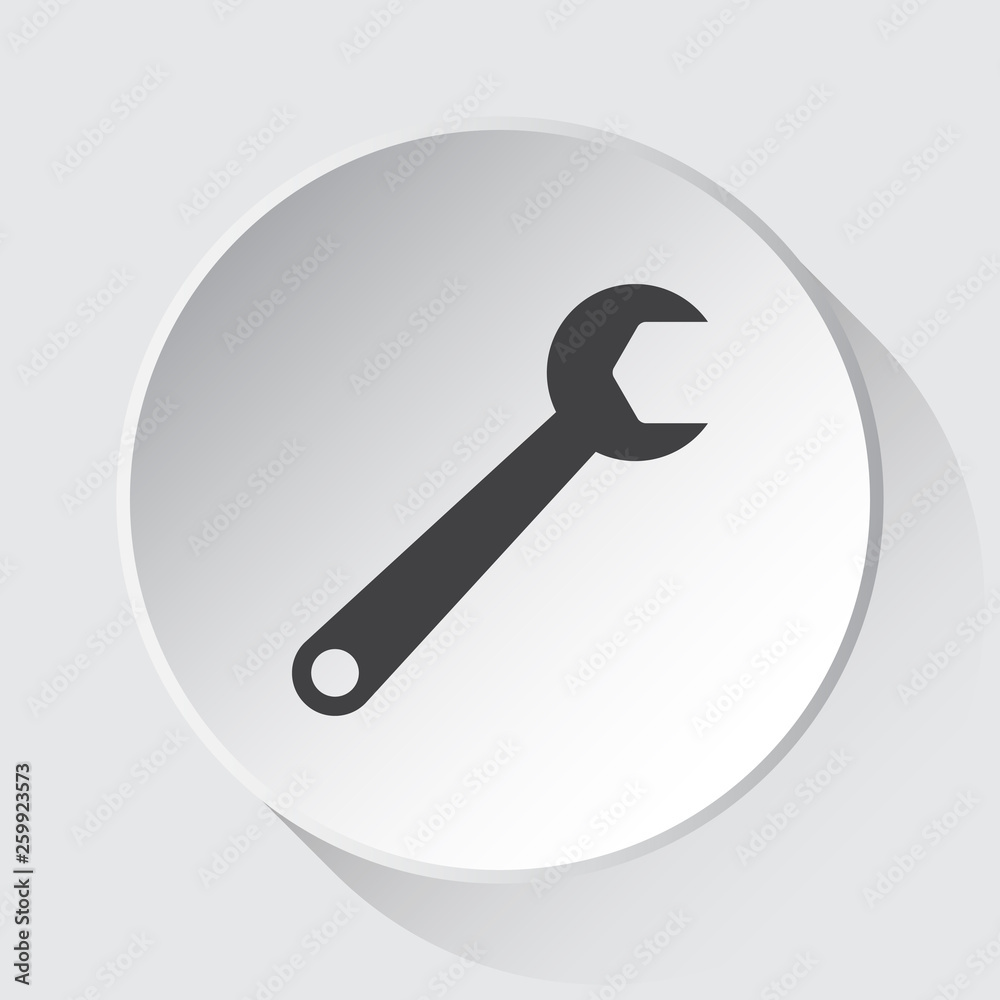 spanner - simple gray icon on white button spanner - simple gray icon on white button