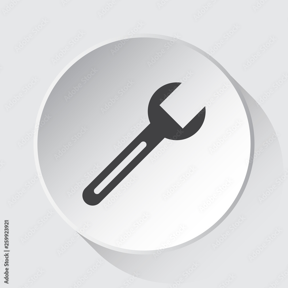 spanner, simple gray icon on white button spanner, simple gray icon on white button