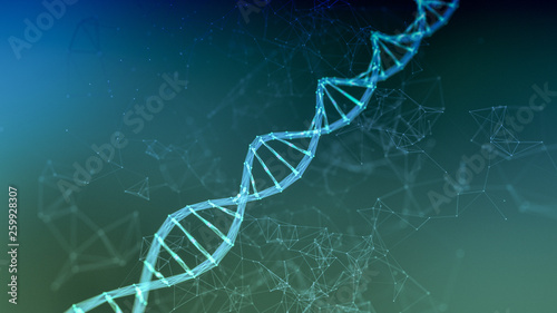 dna double helix structure, abstract illustration (3d render)