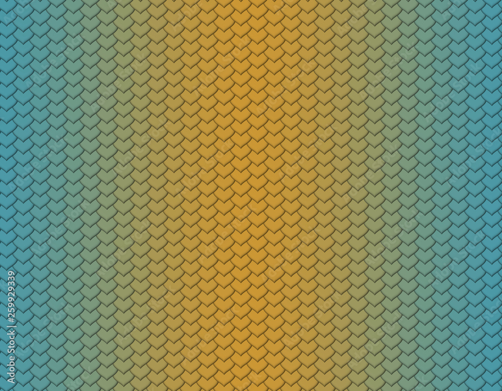 Blue and yellow gradient snake skin pattern, heart shape scale Blue and yellow gradient snake skin pattern, heart shape scale