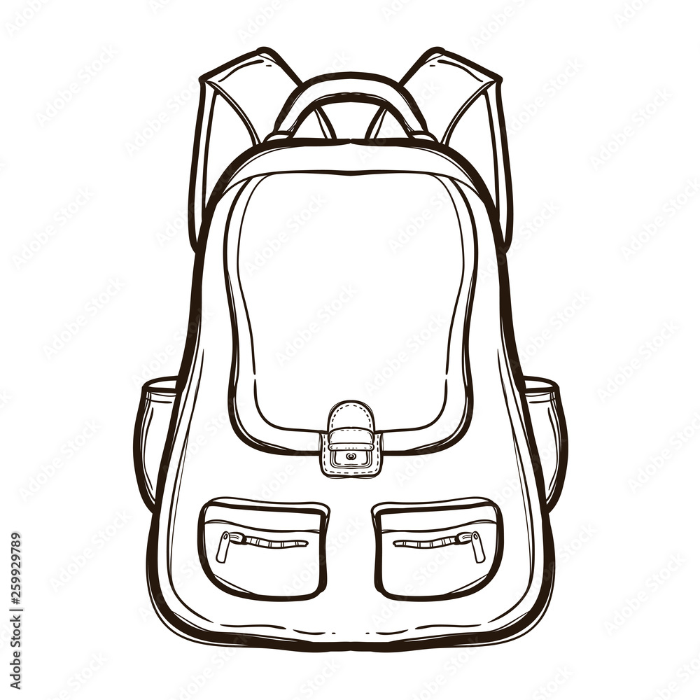 Backpack with school supplies. Coloring book Stock Vector | Adobe Stock
