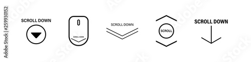 Scroll down up, set arrows icons. Set of scrolling mouse symbol for a website, web design, mobile apps
