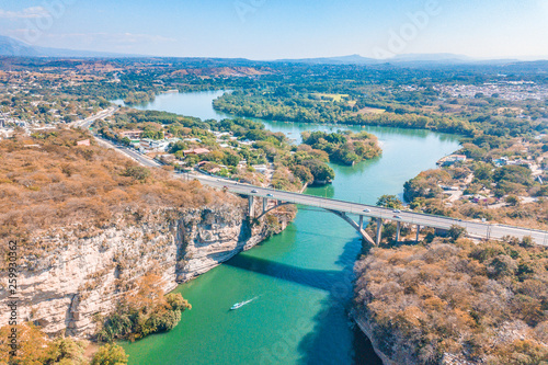 Aerial view of the bridge of the Sumidero Canyon , located in Chiapas Mexico