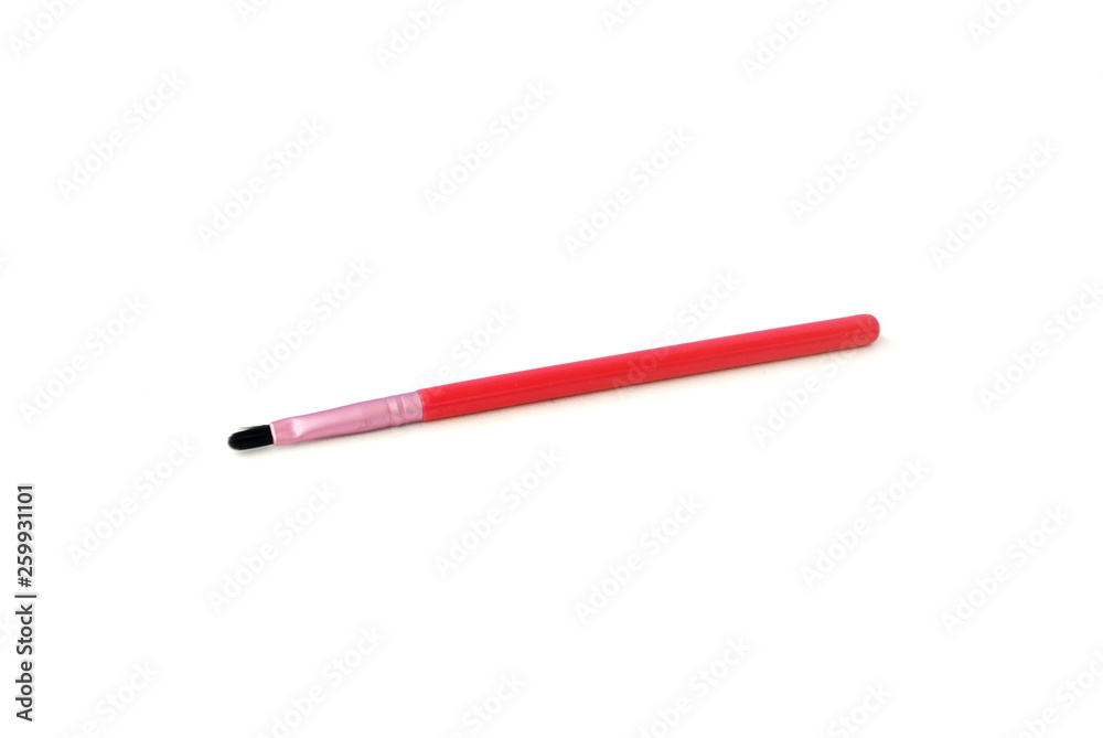 Background cosmetic equipment.Blush brush on white background. Background cosmetic equipment.Blush brush on white background.