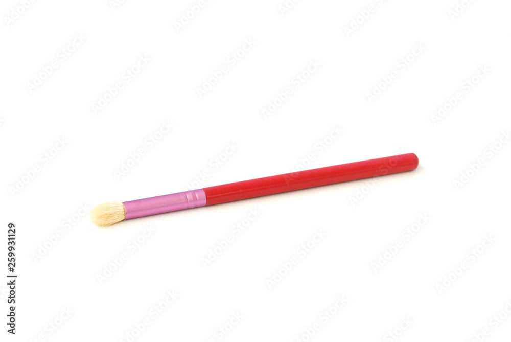 Background cosmetic equipment.Blush brush on white background. Background cosmetic equipment.Blush brush on white background.