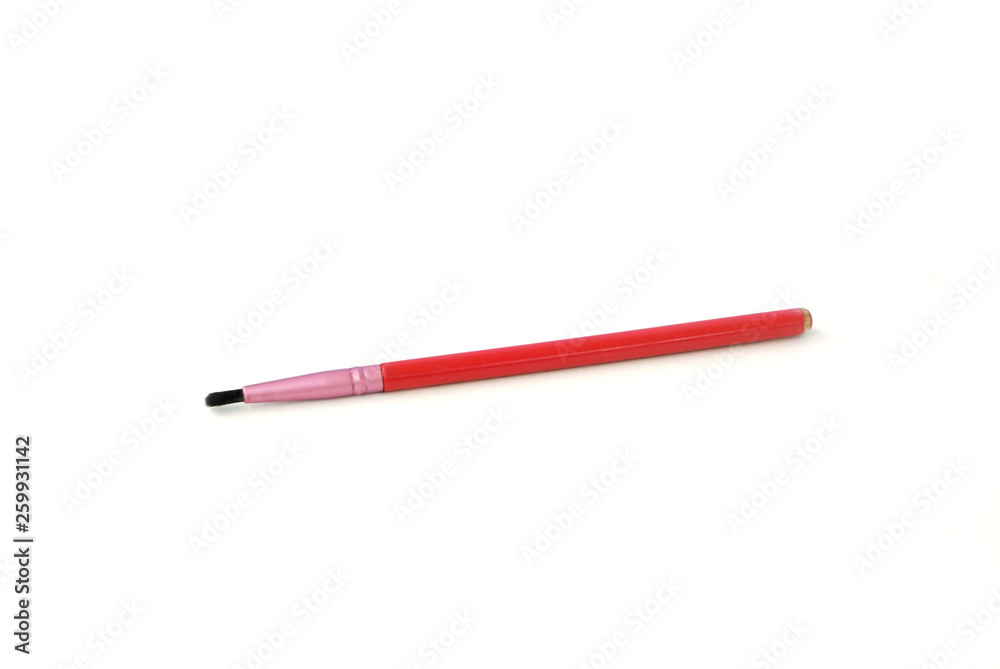 Background cosmetic equipment.Blush brush on white background. Background cosmetic equipment.Blush brush on white background.