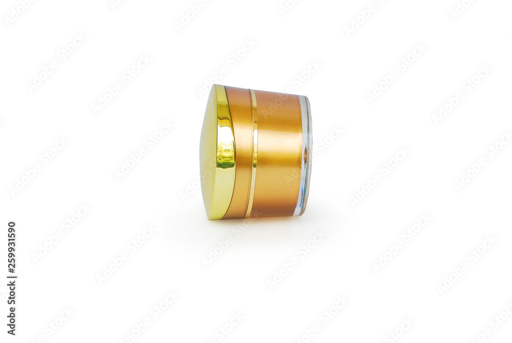 Gold face cream packaging on white background.With Clipping Path. Gold face cream packaging on white background.With Clipping Path.