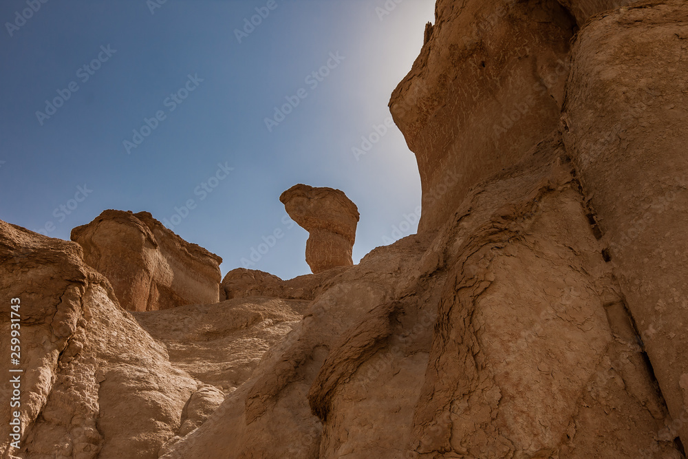 Sandstone formations around Al Khobar Caves (Jebel Qarah), Al Hofuf, Saudi Arabia