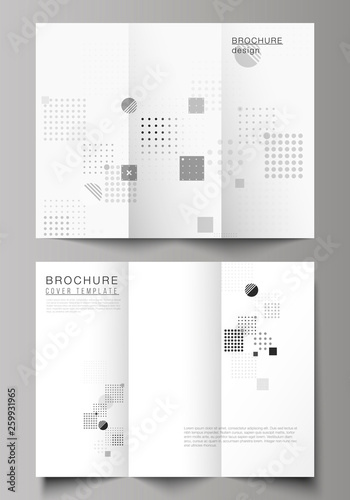 The minimal vector illustration of editable layouts. Modern creative covers design templates for trifold brochure or flyer. Abstract vector background with fluid geometric shapes.