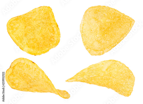 Bilde på lerret Potato chips isolated on a white background. Collection
