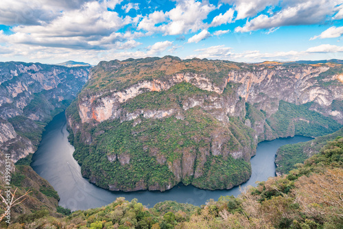 Panoramic view of the amazing Sumidero Canyon National Park, located in Chiapas Mexico photo