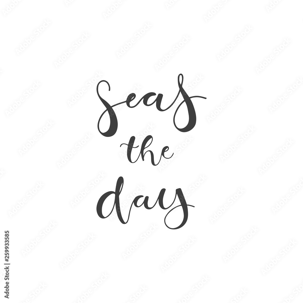 Lettering with phrase Seas the day. Vector illustration. Lettering with phrase Seas the day. Vector illustration.