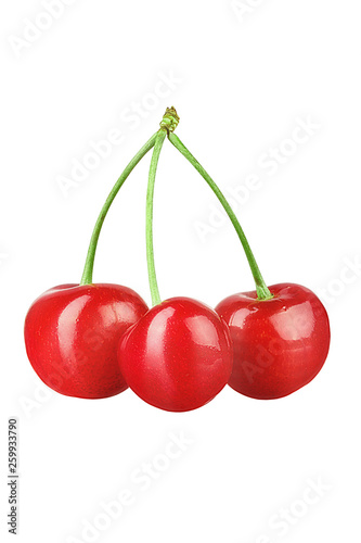  Cherries isolated on white background.