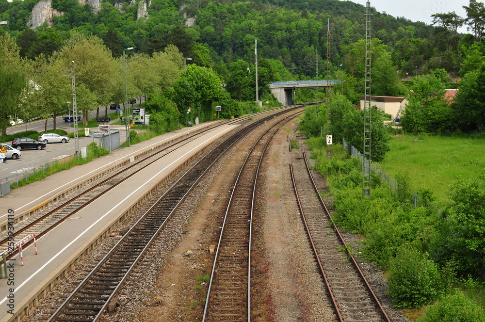 Fototapeta premium View on endless long rails without train