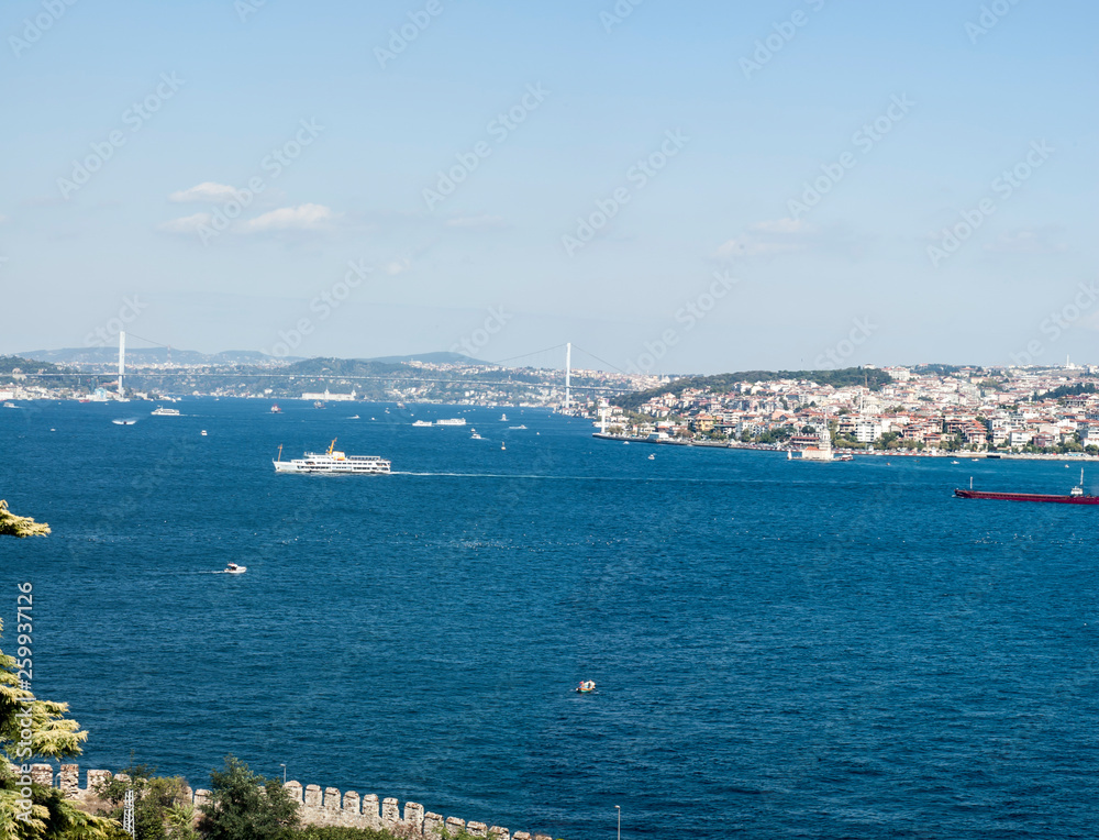 The Bosphorus. The strait that connects the Black Sea to the Sea of Marmara and marks the boundary between the Europe and the Asia
