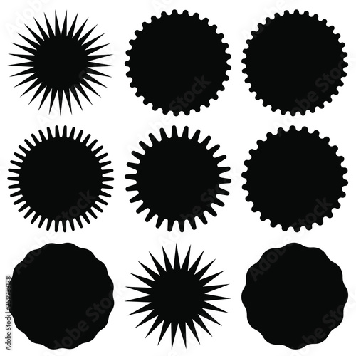 Set of retro blank starburst, sunburst badges. Vector illustration.