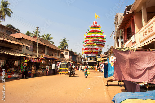 large old wooden chariot in Gokarna. March 09, 2016. Gokarna, Karnataka, India photo