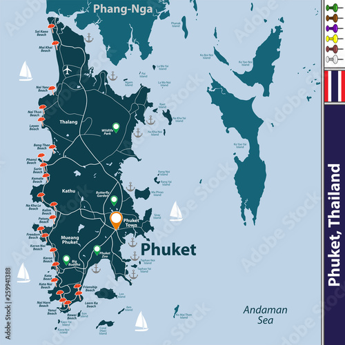 Map of Phuket Province, Thailand