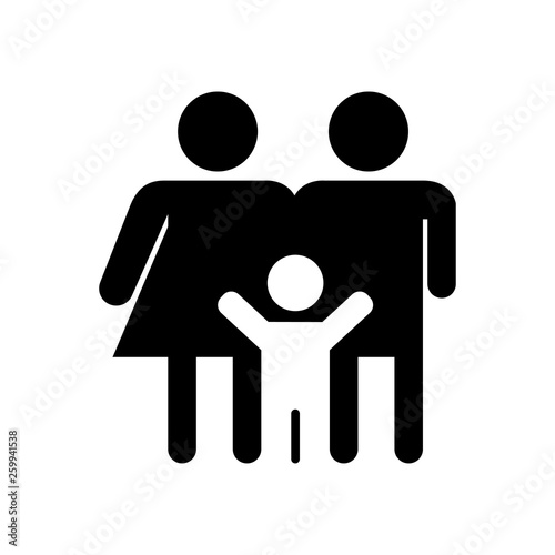 Family icon man woman and child in trendy flat style on white background.