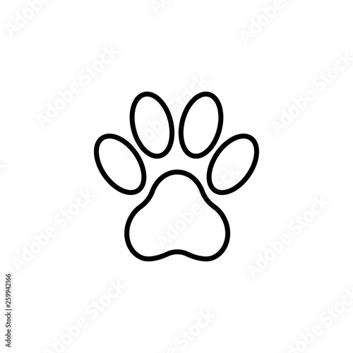 Paw animal icon. Line style. Vector.
