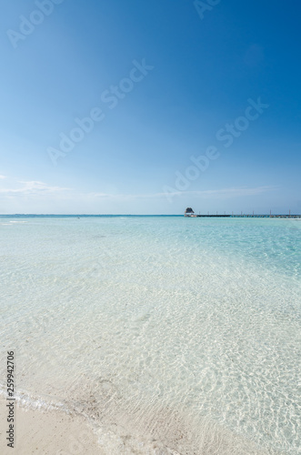 Exotic beach of transparent waters in Punta Norte  Isla Mujeres