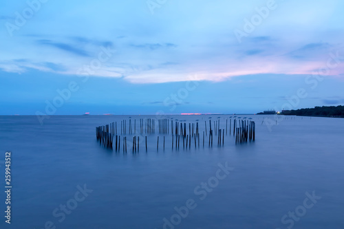 Scenery of love Heart shape from bamboo With the blue sea