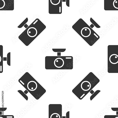 Grey Car DVR icon isolated seamless pattern on white background. Car digital video recorder icon. Vector Illustration