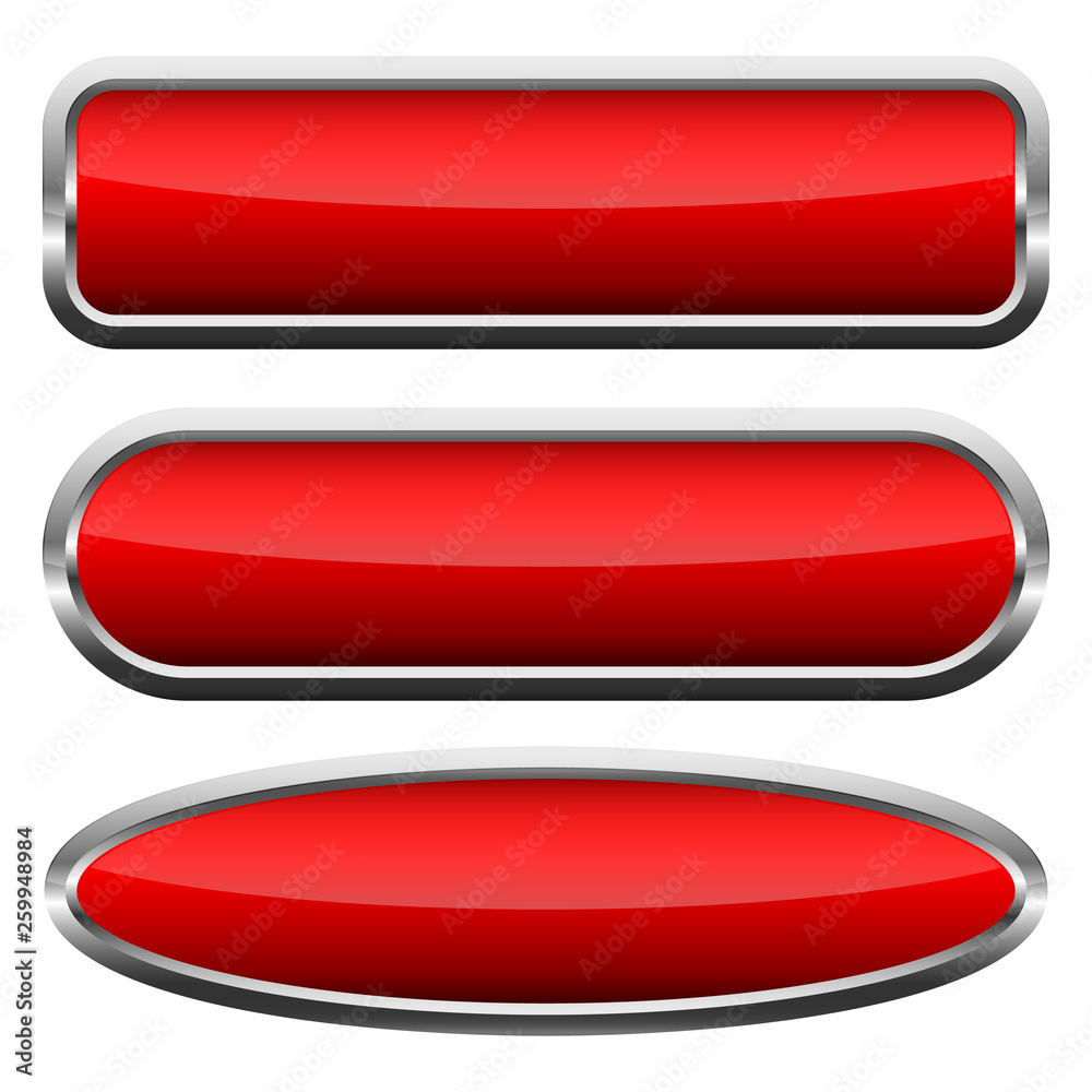 Set of red glossy buttons. Vector illustration. Set of red glossy buttons. Vector illustration.
