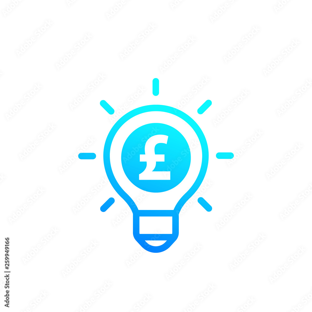 Idea is money icon with pound, vector