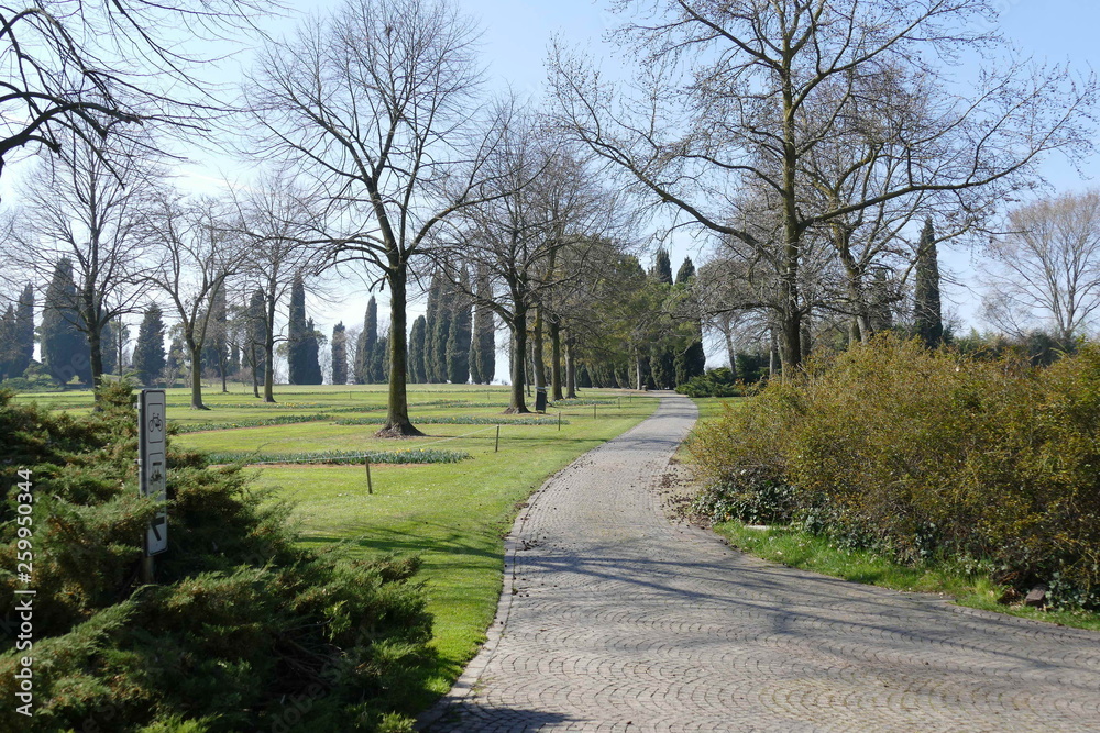 panorama of grassy lawn in Sigurtà garden park in the village of Valeggio on Mincio river