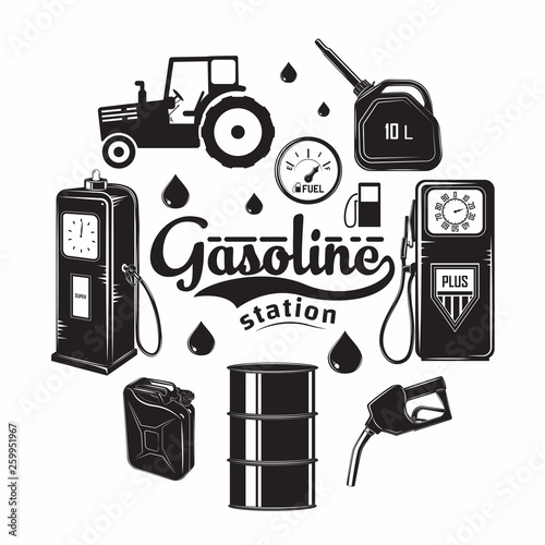 elements fo gas station emblems
