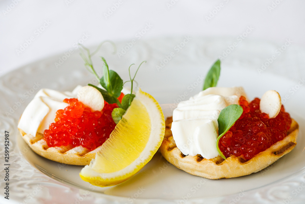 sandwiches with cheese and red trout caviar sandwiches with cheese and red trout caviar