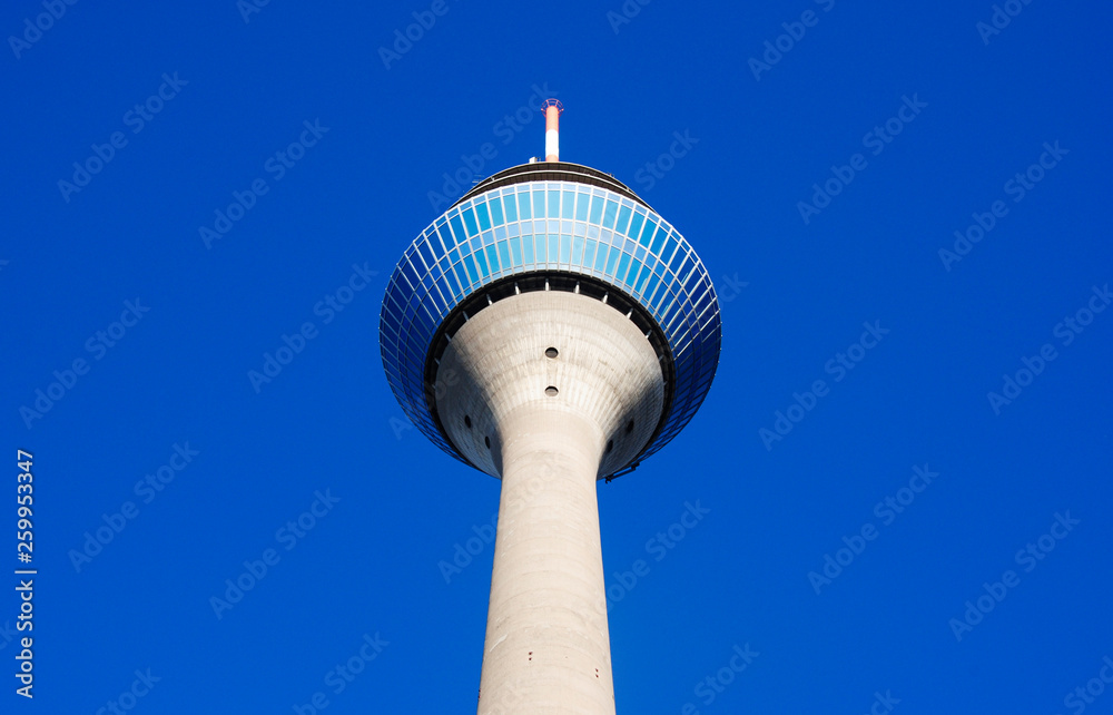The famous television tower of Dusseldorf in Germany. Dusseldorf is the capital of Northrhine Westfalia and is located next to the rhine. The famous television tower of Dusseldorf in Germany. Dusseldorf is the capital of Northrhine Westfalia and is located next to the rhine.